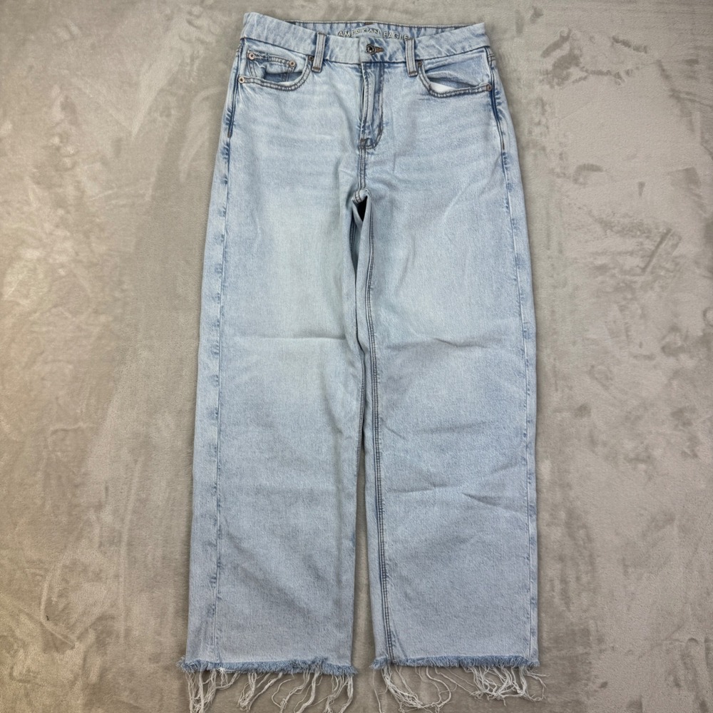 American Eagle Curvy Stovepipe Women 6 Straight Stretch Raw Hem High Rise Jeans